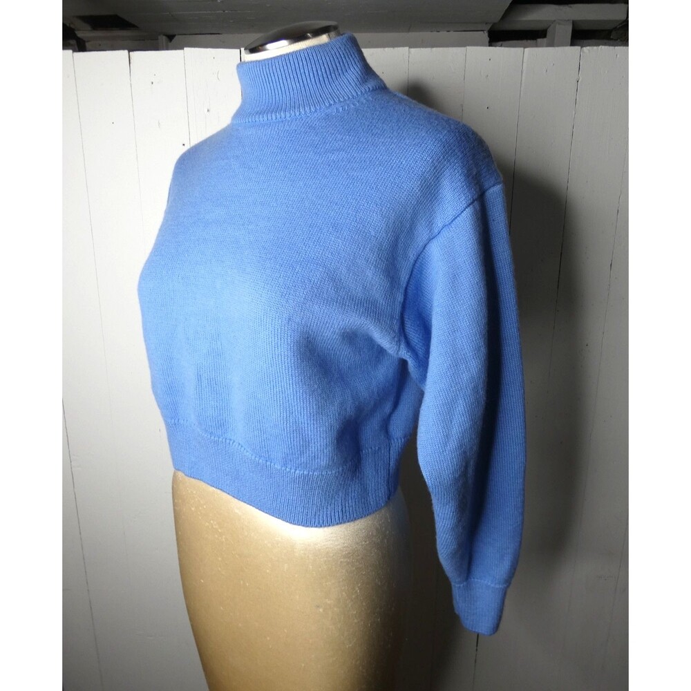 Wilfred Free Women's S Blue Crop Mock Neck Sweater 100% Merino Wool